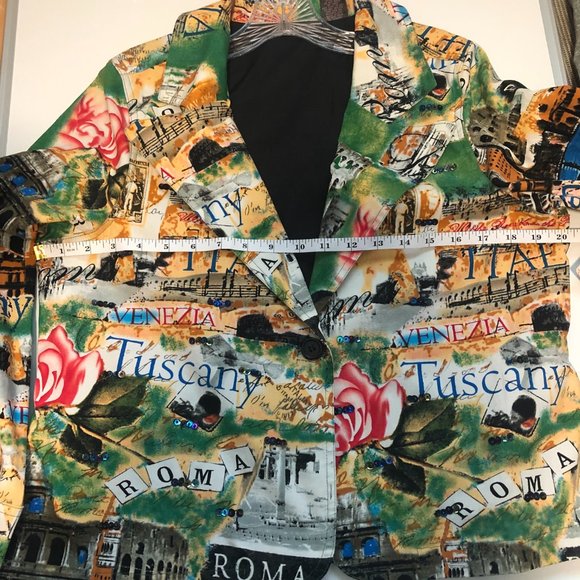 Women Vintage French Postcard print Jacket NWT Size M-L - Picture 10 of 11